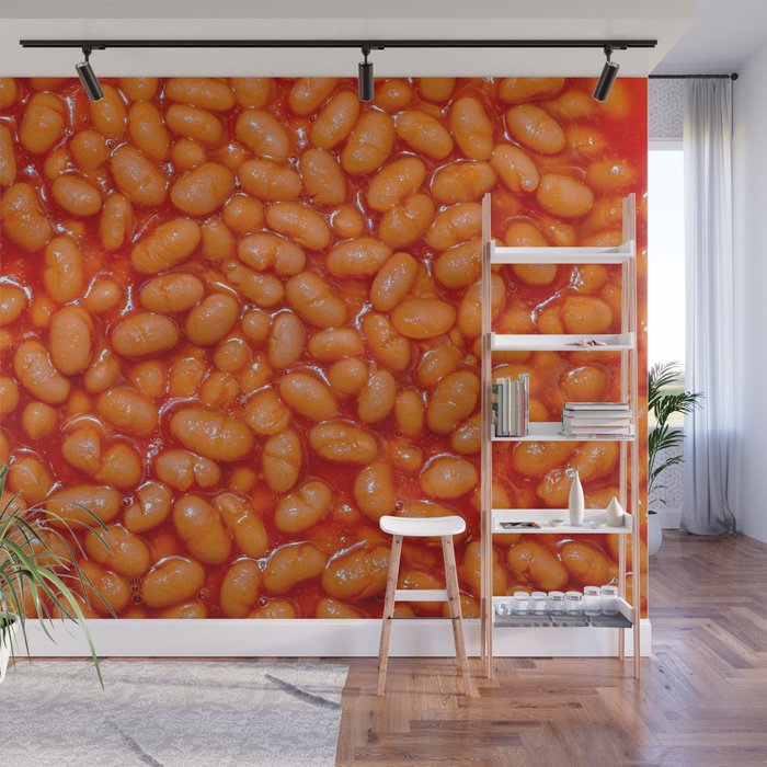 Baked Beans in Red Tomato Sauce Food Pattern  Wall Mural