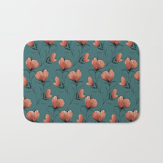 Coral flowers Bath Mat