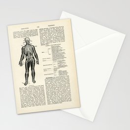 Vintage Dictionary Page Anatomy Skeleton  Stationery Card