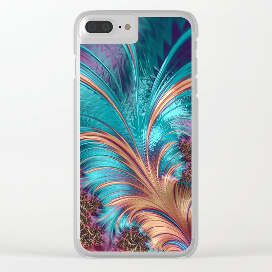 BLUE FEATHERS FRACTAL Clear iPhone Case