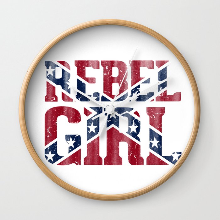 Rebel Girl Vintage Southern Confederate Flag Wall Clock By