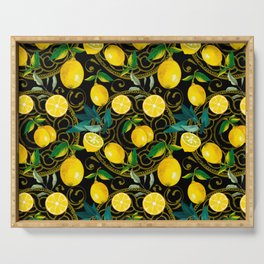 Summer, citrus ,Sicilian style ,lemon fruit pattern  Serving Tray