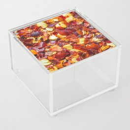 Red Hot Pepper Chili Flakes, Spicy Food Photograph Pattern Acrylic Box