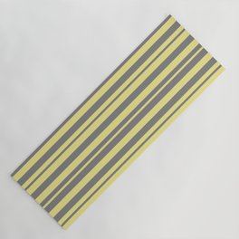 [ Thumbnail: Tan & Gray Colored Lines/Stripes Pattern Yoga Mat ]
