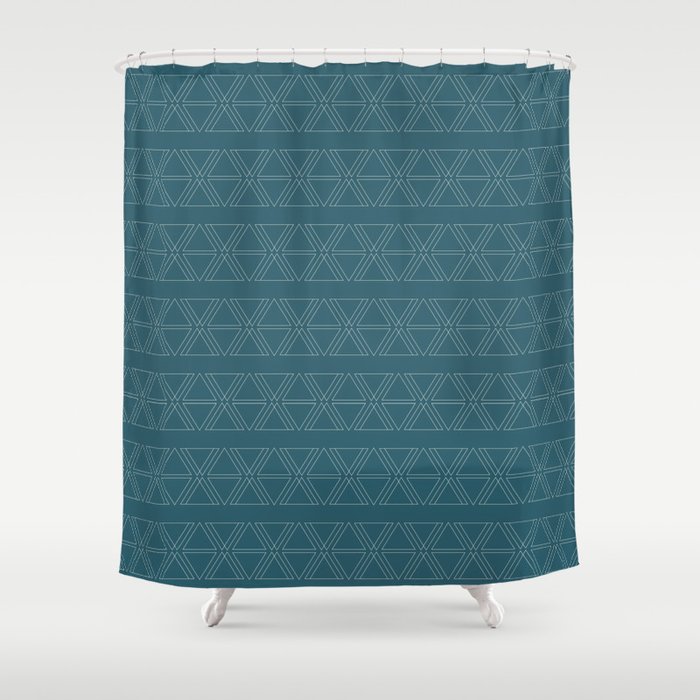 lines geo-teal Shower Curtain