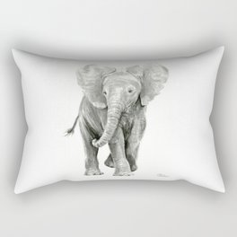 Baby Elephant Watercolor Rectangular Pillow