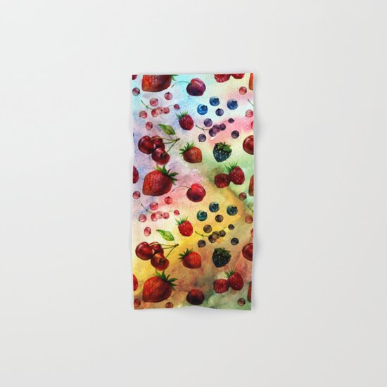 Summer fruits- Fresh strawberry berry pastel pattern Hand & Bath Towel