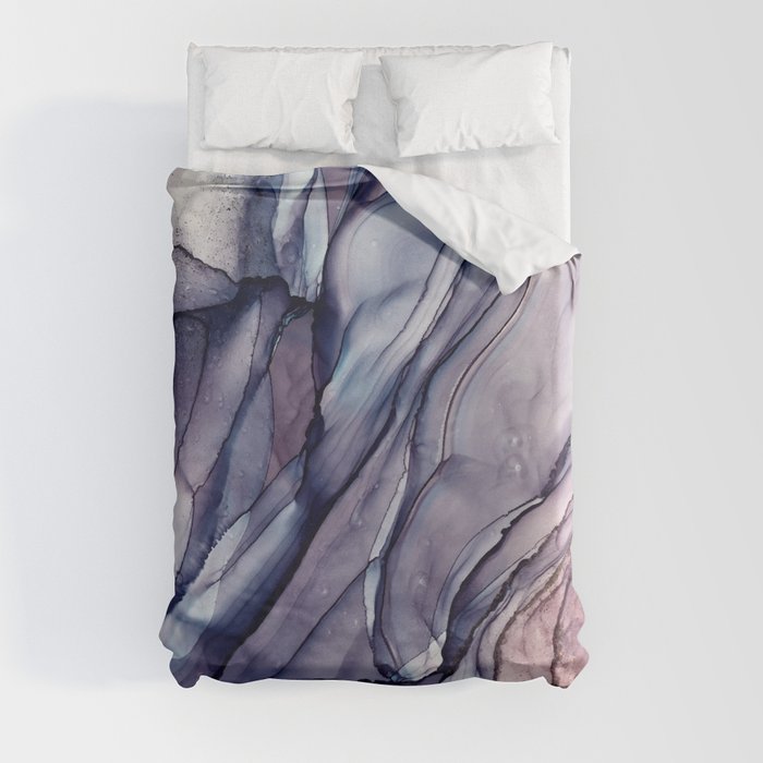 Slate Purple and Sparkle Flowing Abstract Duvet Cover by Elizabeth ...