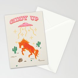 Giddy Up - Punny Desert Horse UFO Alien Abduction Stationery Card