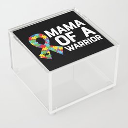 Mama Of A Warrior Autism Awareness Acrylic Box