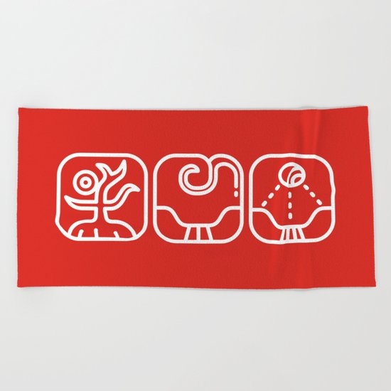 Mayan Glyphs ~ Nature Beach Towel