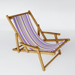 [ Thumbnail: Pale Goldenrod and Purple Colored Stripes/Lines Pattern Sling Chair ]