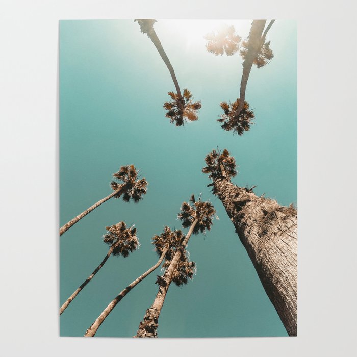 {1 of 2} Palm Trees = Happy // Teal Summer Sky Poster