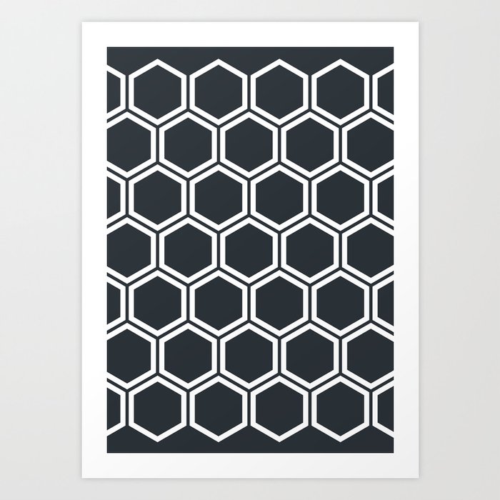 Hexagon Black Art Print