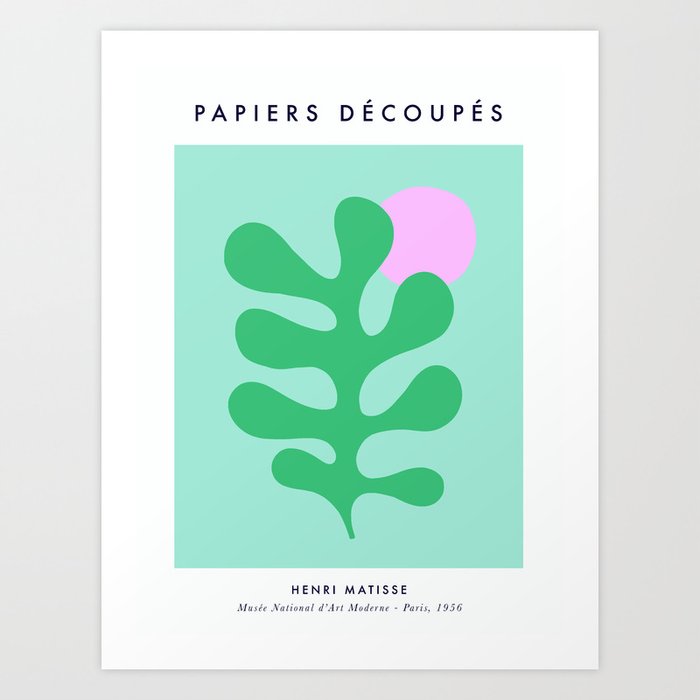 Matisse Poster 2. Leaf & Sun in Green & Pink Art Print