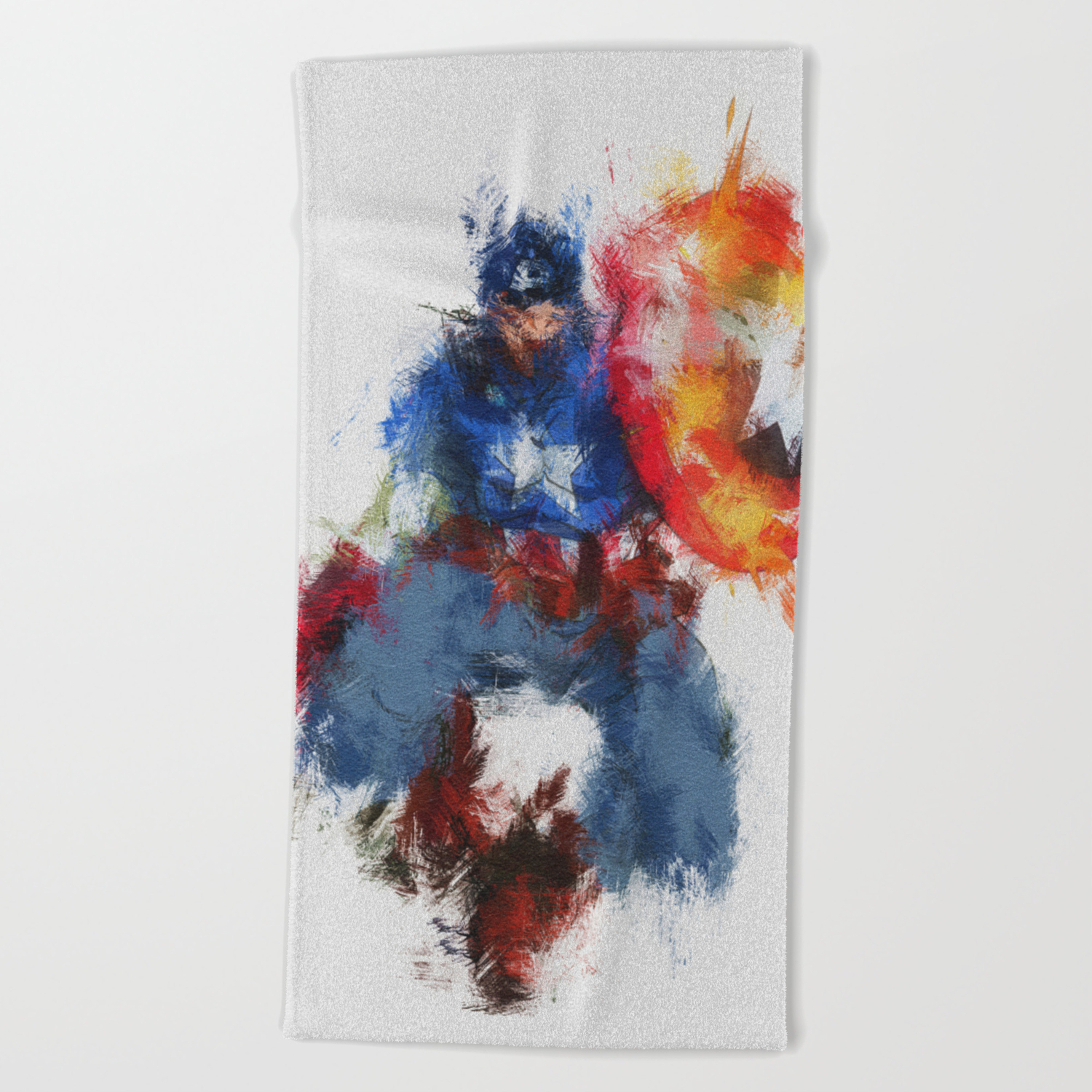 Captain Of America Abstract Painting Beach Towel By Aysetoyran