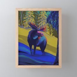 Winter moose Framed Mini Art Print