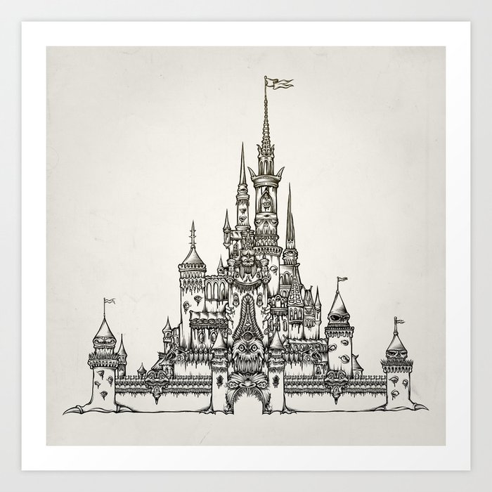 Castle of Dreams s/w Art Print