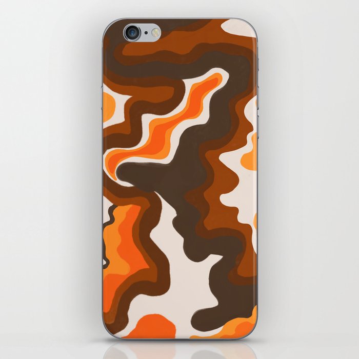 70s Warm Colors Swirl Wrapped Lines Orange and Brown iPhone Skin