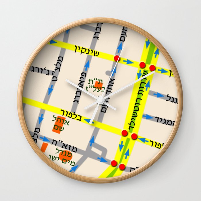 Tel Aviv map - Shenkin Area (Hebrew) Wall Clock