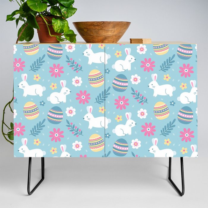 Happy Easter Rabbit Floral Collection Credenza