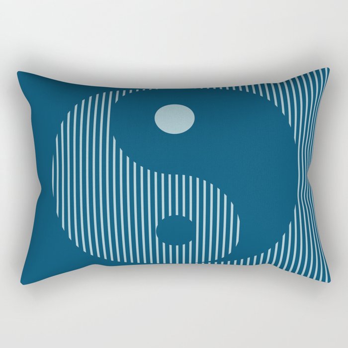 Geometric Lines Ying and Yang VIII in Midnight Blue Rectangular Pillow