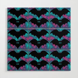 Bats And Bows Blue Pink Wood Wall Art