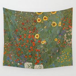 Gustav Klimt Farm Garden With Flowers Wall Tapestry