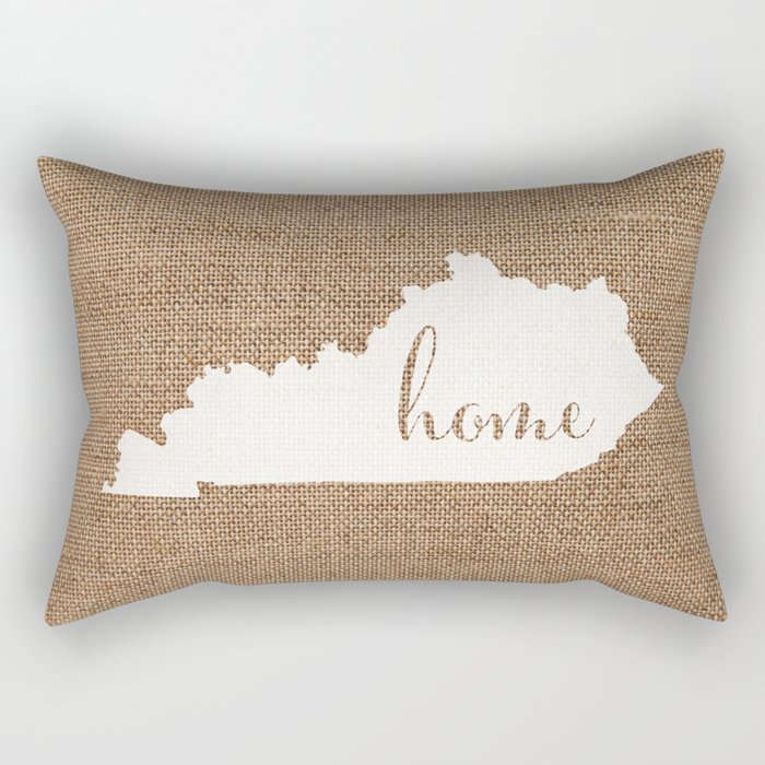 Kentucky is Home - White on Burlap Rectangular Pillow