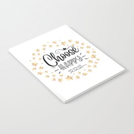 "Choose Happy" Gold Stars Frame Art sticker Positive, Inspiration, Motivation Quote Notebook