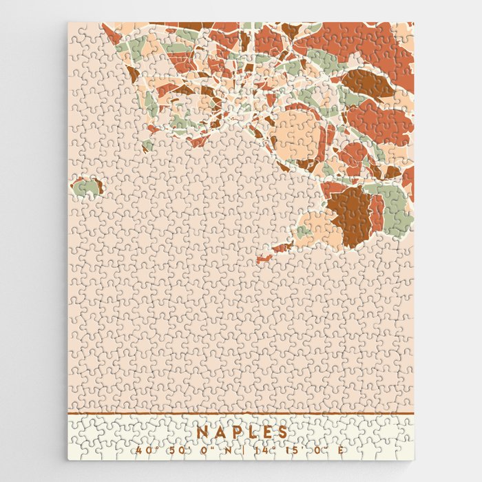 NAPLES ITALY CITY MAP EARTH TONES Jigsaw Puzzle