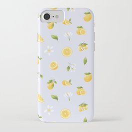 Lemons on Light Pale Blue iPhone Case