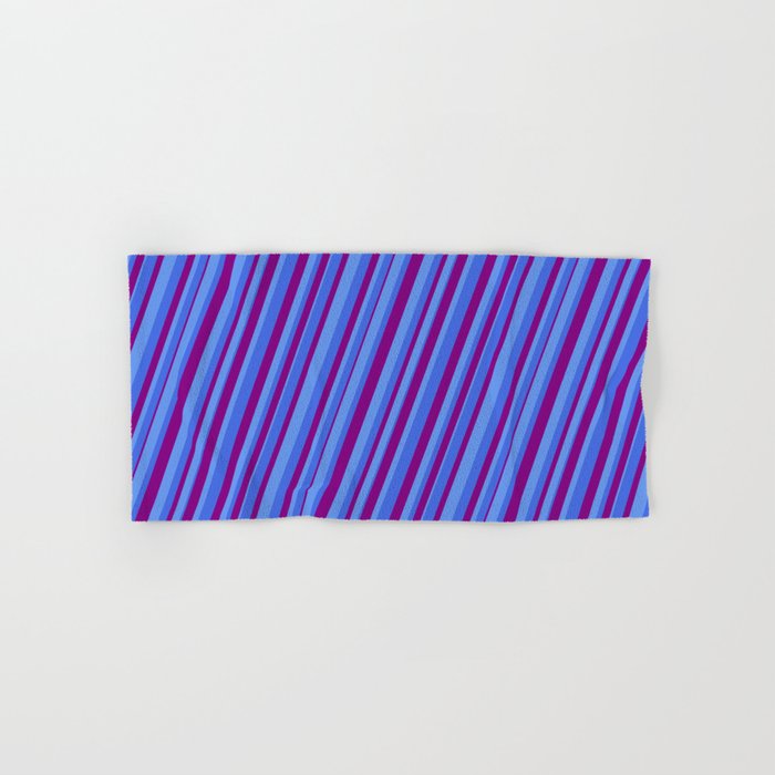 Cornflower Blue, Royal Blue & Purple Colored Pattern of Stripes Hand & Bath Towel