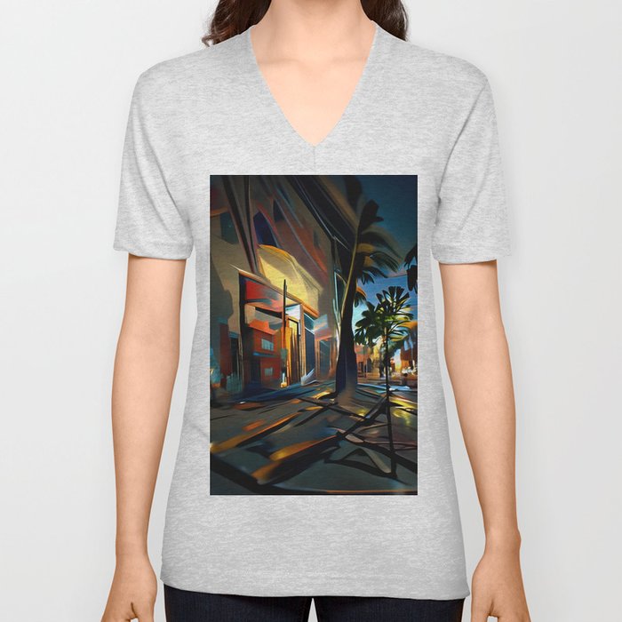 Quiet Coastal Street V Neck T Shirt