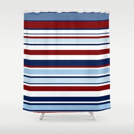 Nautical Stripes - Blue Red White Shower Curtain