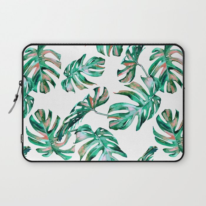 Green Coral Palm Leaves Laptop Sleeve