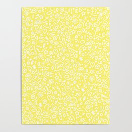 Doodles! White on Yellow Poster