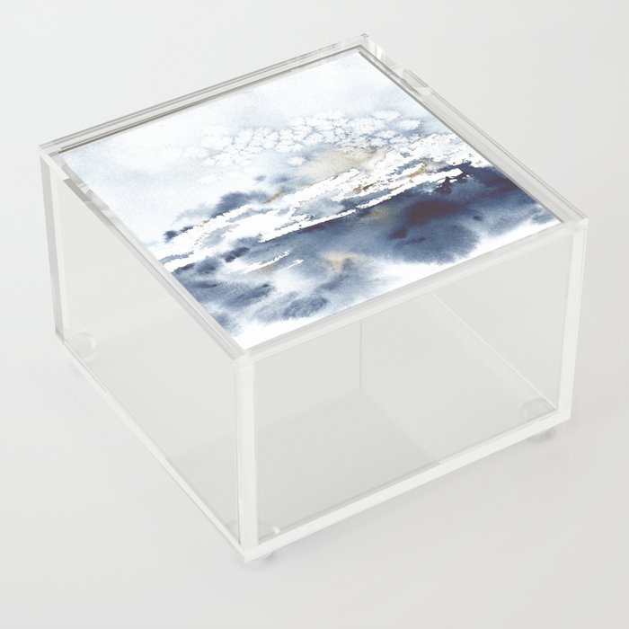 Stormy Sea - blue watercolor Acrylic Box