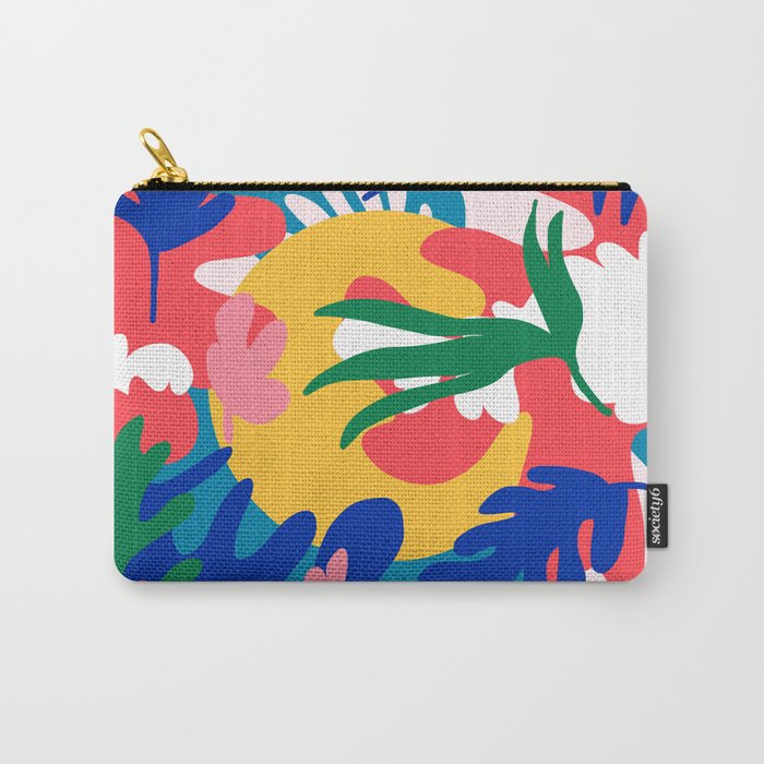 Mexican Summer | Colorful Jungle botanical Plants | Eclectic Modern Boho Sun Positivity & Optimism Carry-All Pouch