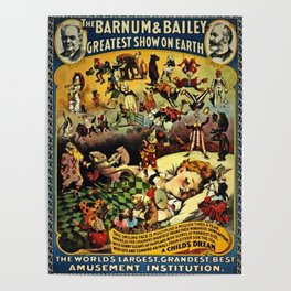 1890 Barnum and Bailey Greatest Show on Earth A Child's Dream Vintage Poster Poster | Advertisement, Bedroom, Advertising, Wallart, Circus, Onearth, Carnival, Elephants, Children, Vintage 