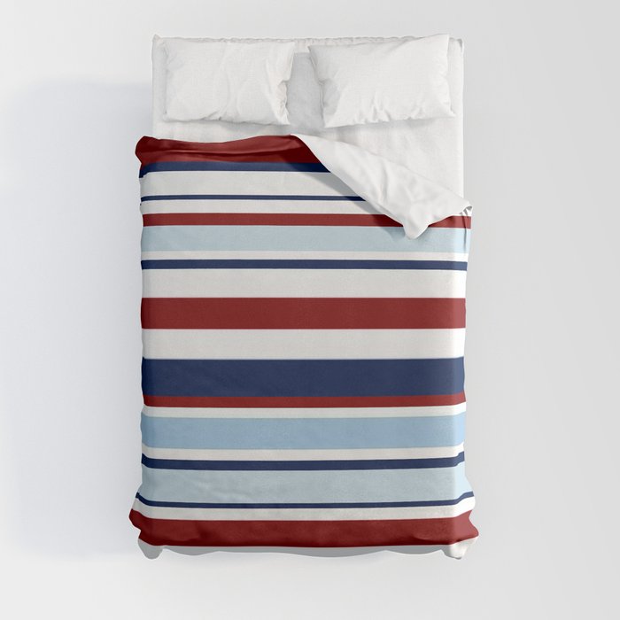 Nautical Stripes - Blue Red White Duvet Cover