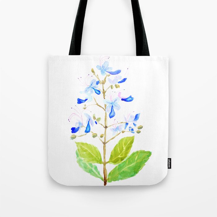 blue butterfly flowers watercolor Tote Bag