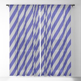 [ Thumbnail: Dark Grey & Dark Blue Colored Lined Pattern Sheer Curtain ]