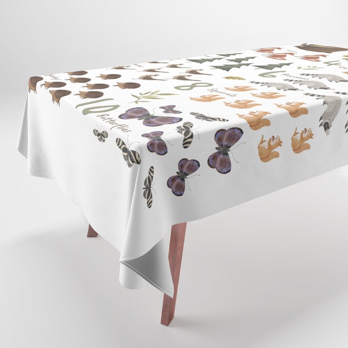 Woodland forest numbers - matches alphabet, for kids / children Tablecloth