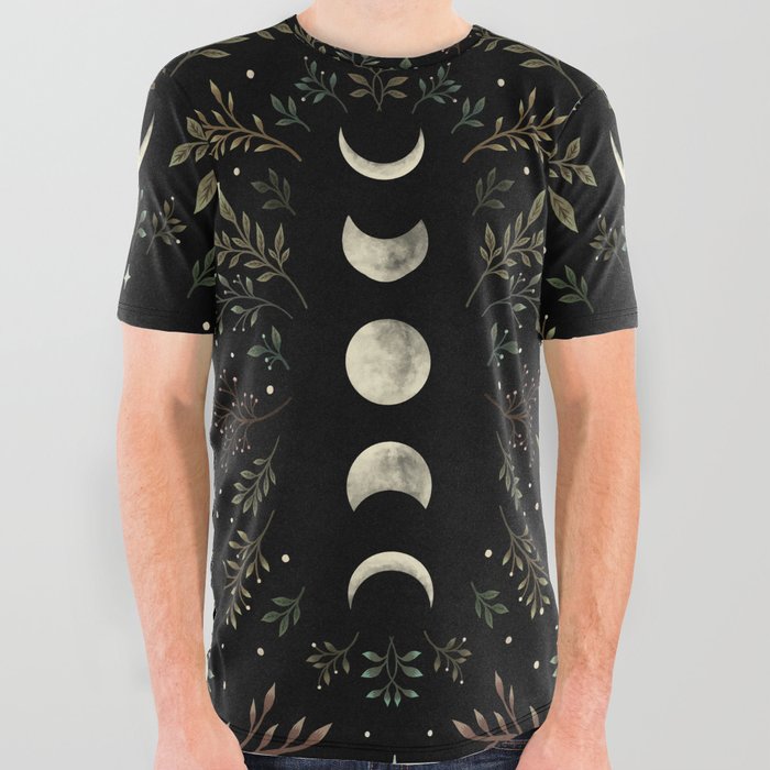 Moonlight Garden - Olive Green All Over Graphic Tee