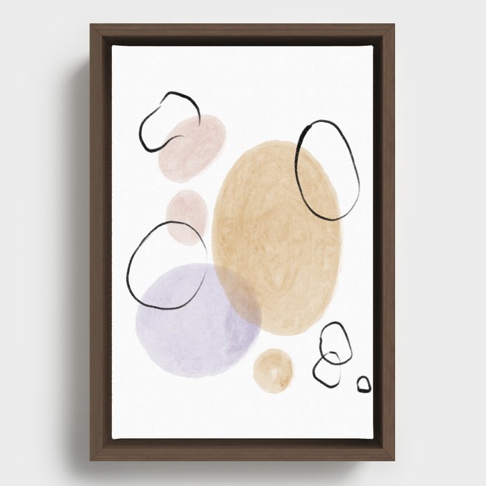Pastel abstract shapes watercolour illustration  Framed Canvas
