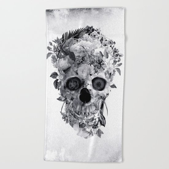 Skull BW Beach Towel