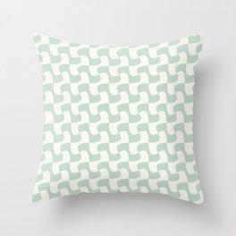 Aqua and Cream Retro Geometric Pattern Throw Pillow
