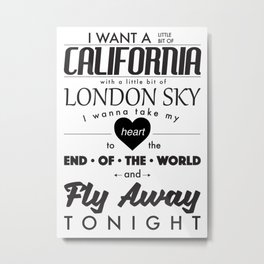 Fly Away - White Metal Print | Ashton, 5Secondsofsummer, Digital, Onedirection, Lyrics, Michael, Vector, 5Sos, Graphicdesign, Flyaway 