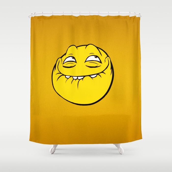 Meme Face Smiley Emoticon Yelow Funny Head Troll Shower Curtain By Marios Society6